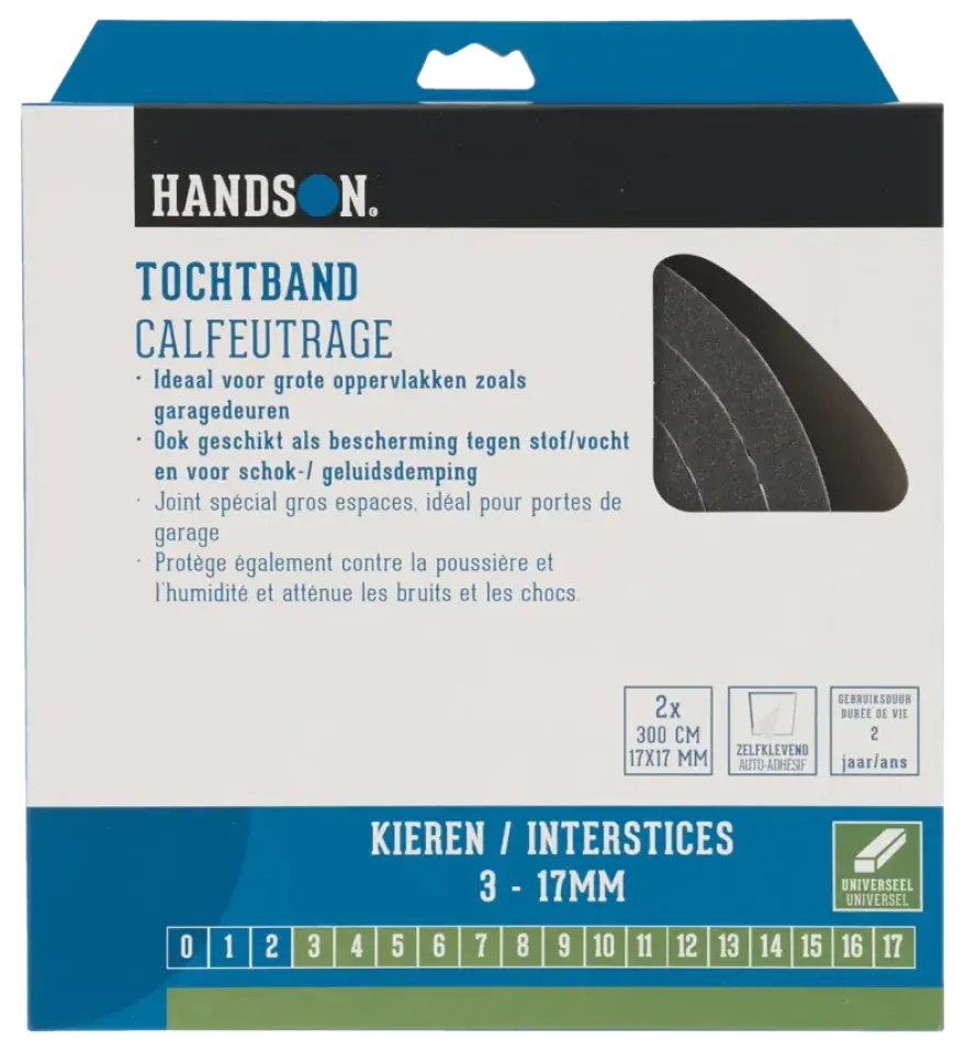 Handson tochtband universeel PU-schuim antraciet 3 meter 2 stuks
