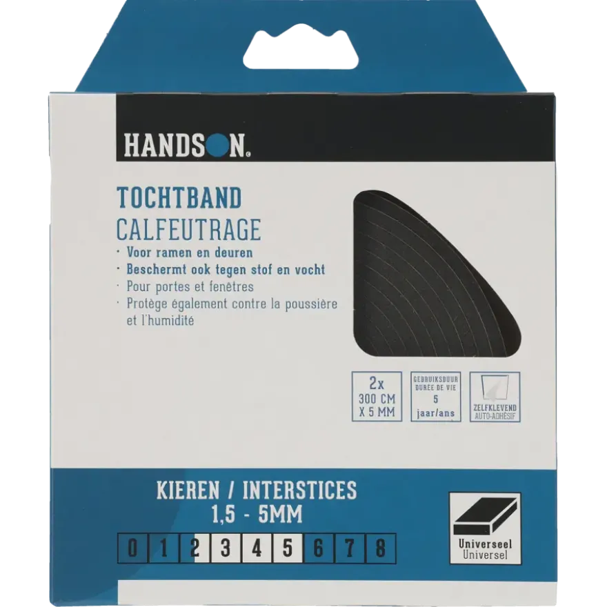 Handson tochtband universeel PVC zwart 3 meter 2 stuks