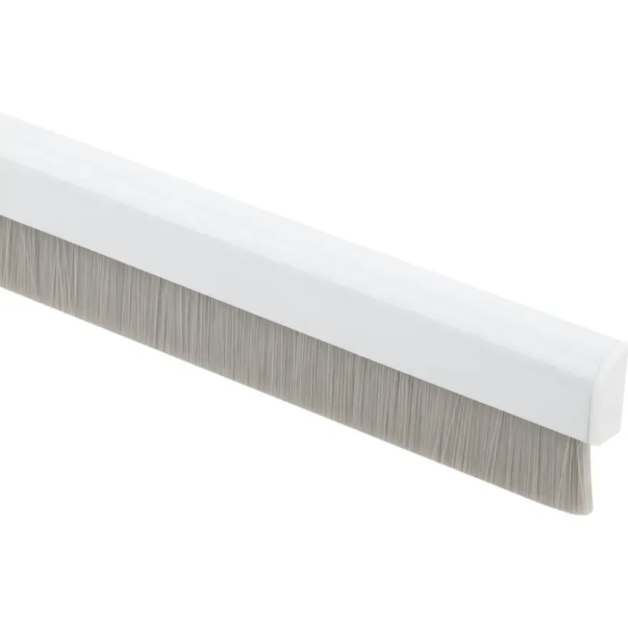 Handson tochtstrip wit aluminium 93 cm met grijze borstel