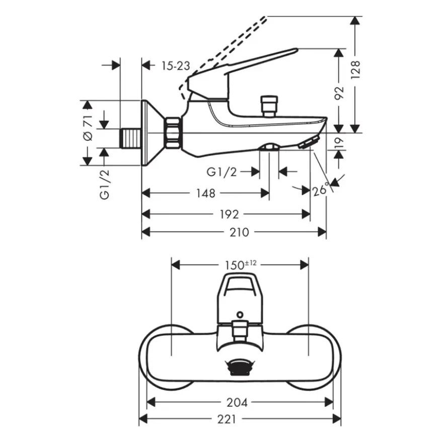 Hansgrohe Novus Loop badkraan 1-greeps