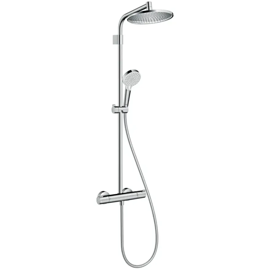 Hansgrohe regendoucheset Crometta S met handdouche en thermostaatkraan 2 standen chroom - hartafstand kraan 15 cm
