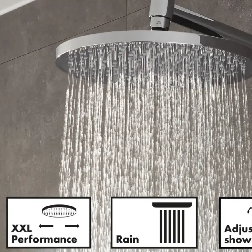 Hansgrohe regendoucheset Crometta S met handdouche en thermostaatkraan 2 standen chroom - hartafstand kraan 15 cm