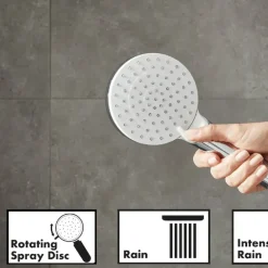 Hansgrohe regendoucheset Crometta S met handdouche en thermostaatkraan 2 standen chroom - hartafstand kraan 15 cm