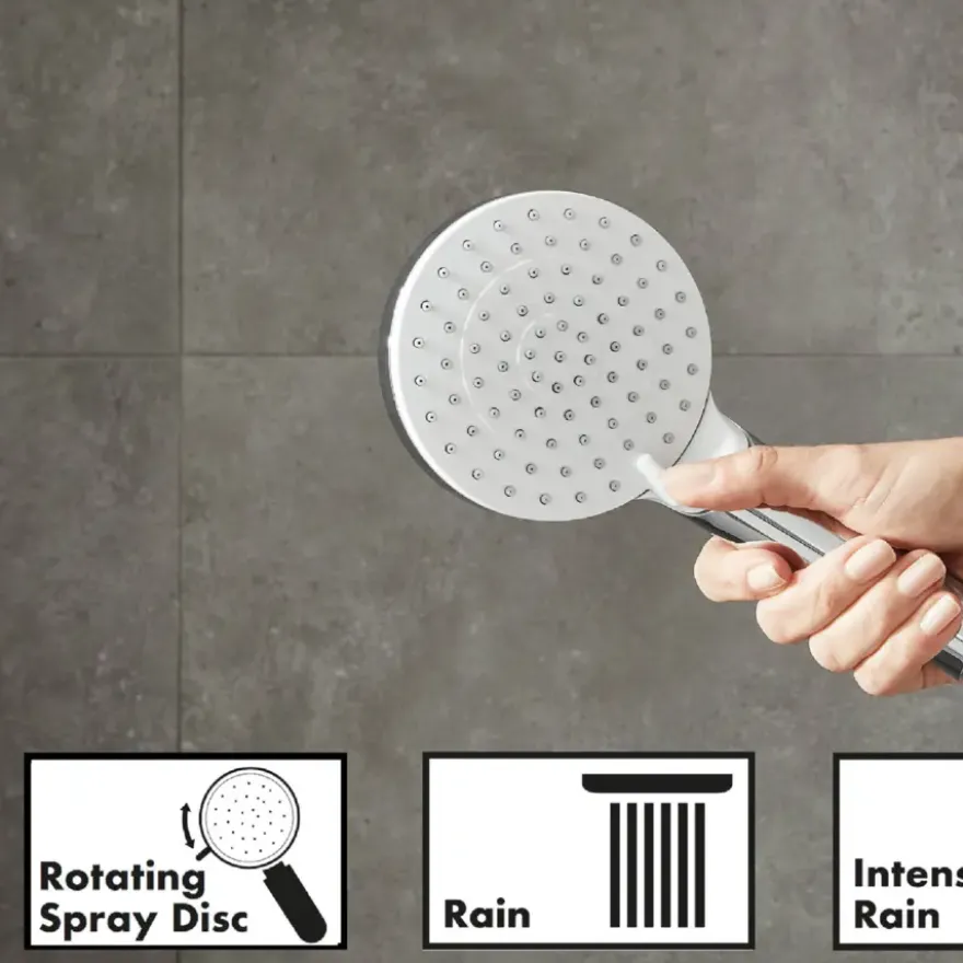 Hansgrohe regendoucheset Crometta S met handdouche en thermostaatkraan 2 standen chroom - hartafstand kraan 15 cm