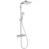 Hansgrohe regendoucheset Crometta E met handdouche en thermostaatkraan 2 standen chroom - hartafstand kraan 15 cm
