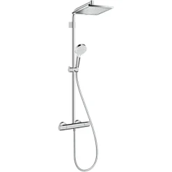 Hansgrohe regendoucheset Crometta E met handdouche en thermostaatkraan 2 standen chroom - hartafstand kraan 15 cm