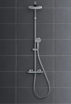 Hansgrohe regendoucheset Vernis Blend 200 met handdouche en thermostaatkraan 2 standen chroom - hartafstand kraan 15 cm