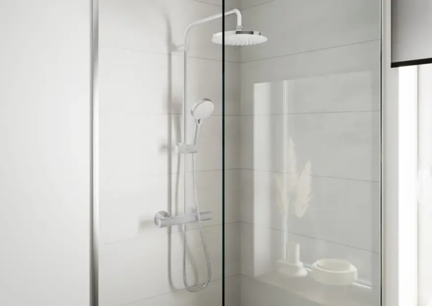 Hansgrohe regendoucheset Vernis Blend 200 met handdouche en thermostaatkraan 2 standen chroom - hartafstand kraan 15 cm