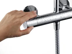 Hansgrohe regendoucheset Vernis Blend 200 met handdouche en thermostaatkraan 2 standen zwart - hartafstand kraan 15 cm