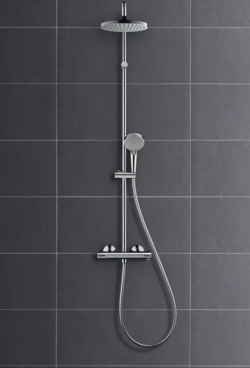 Hansgrohe regendoucheset Vernis Blend 200 met handdouche en thermostaatkraan 2 standen zwart - hartafstand kraan 15 cm