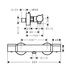Hansgrohe Thermostatische Douchekraan Versostat2 Chroom 15 cm