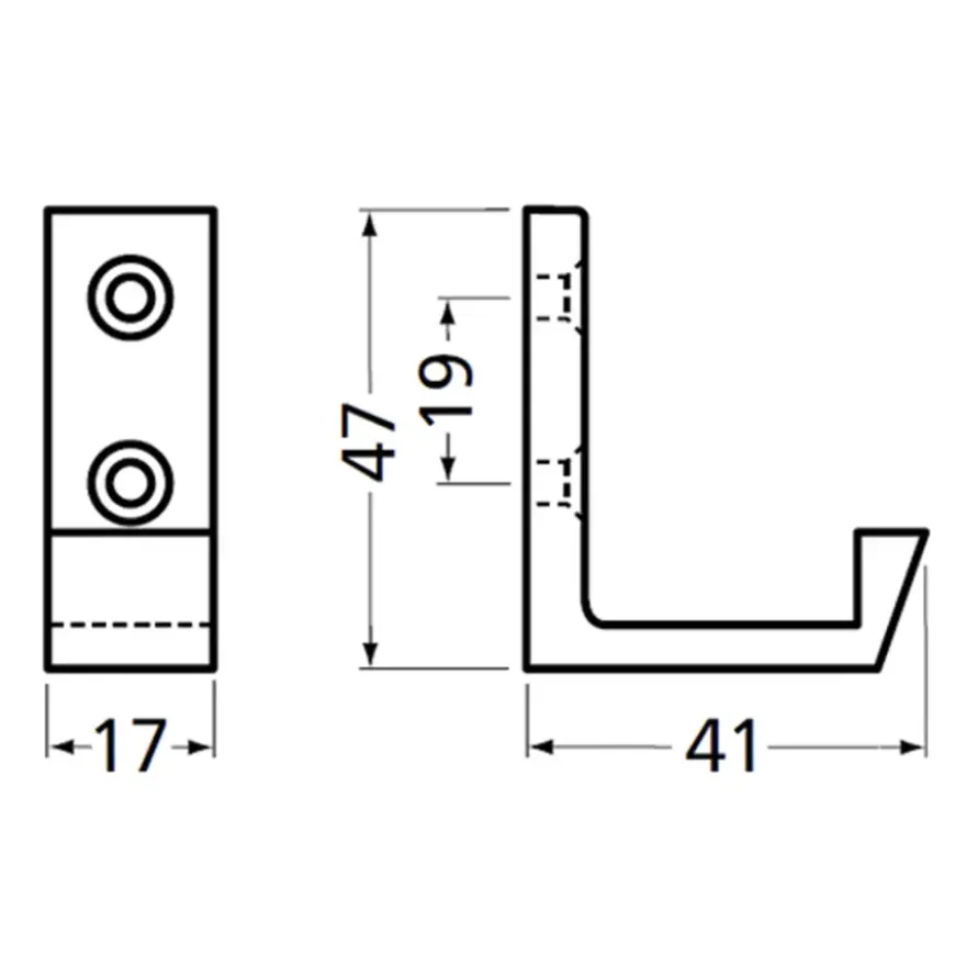 Hermeta garderobe jashaak mat zwart – geschikt voor lattenwand 1,7 cm – 1 stuk