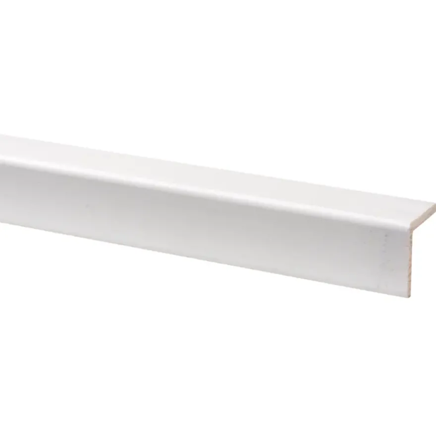 Hoeklat grenen wit gegrond 27x27 mm lengte 270 cm