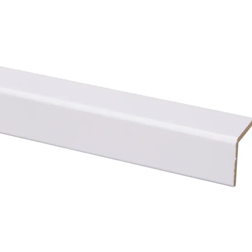 Hoeklat zelfklevend MDF wit folie 33x33 mm 260 cm