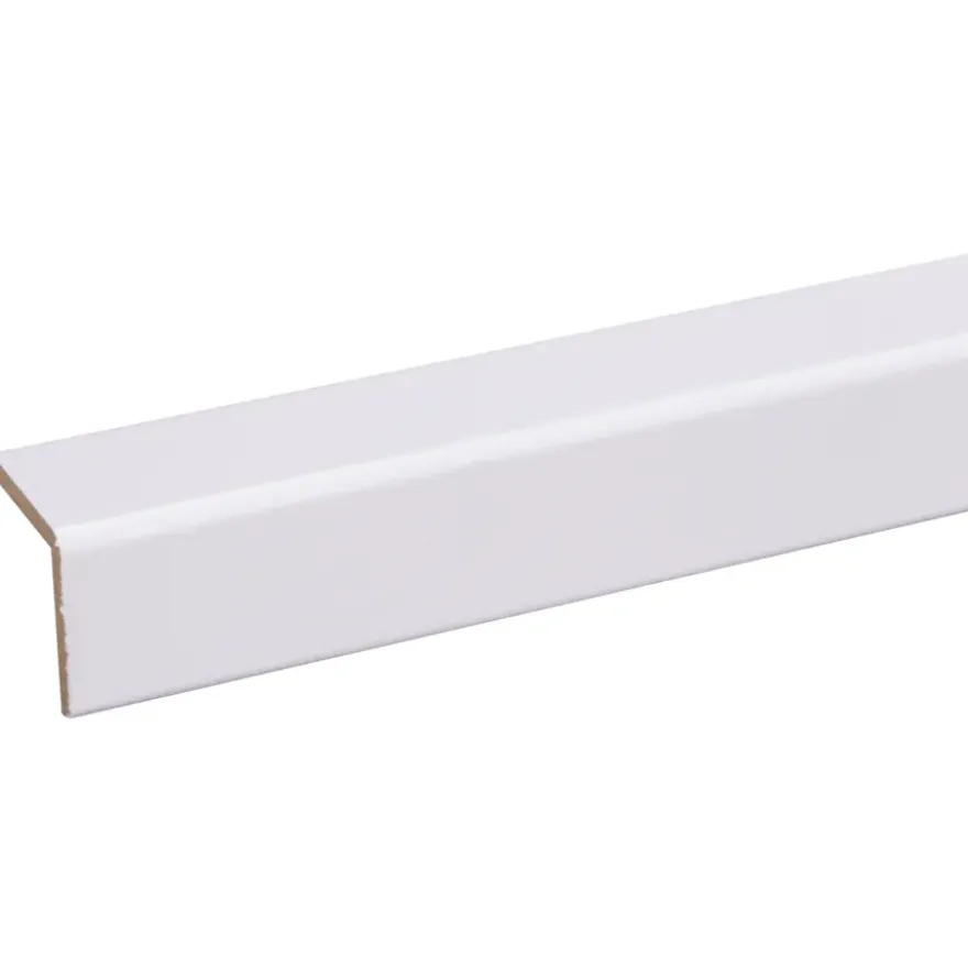 Hoeklat zelfklevend MDF wit folie 33x33 mm 260 cm