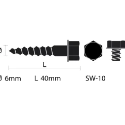 Houtdraadbout gegalvaniseerd M6x40 mm 15 stuks