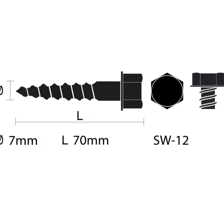 Houtdraadbout gegalvaniseerd M7x70 mm 3 stuks