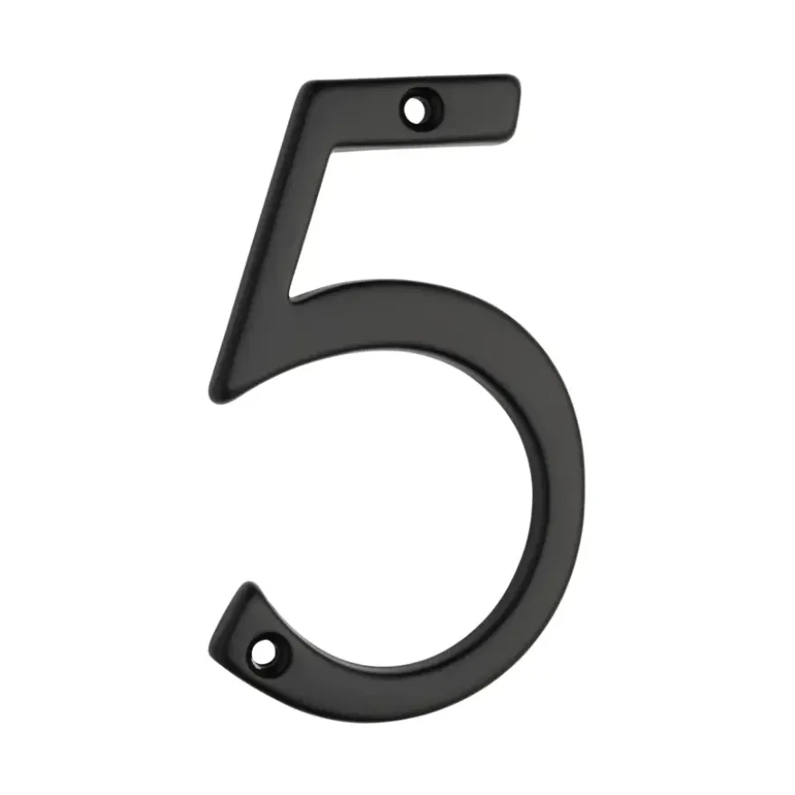Huiscijfer 5 aluminium zwart