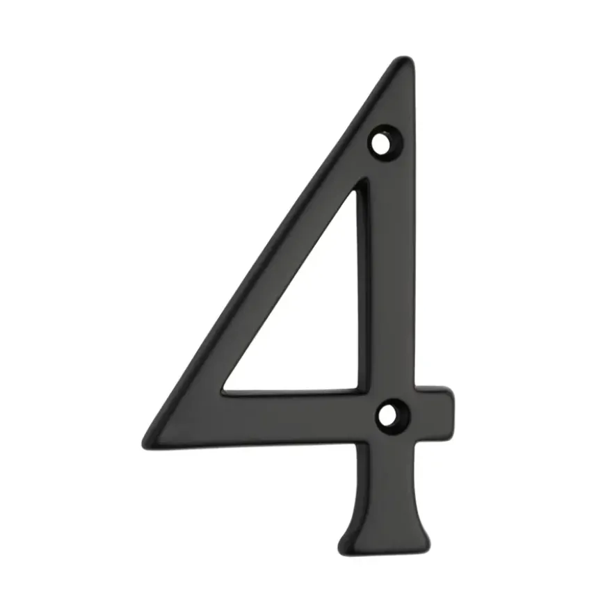 Huiscijfer 4 aluminium zwart