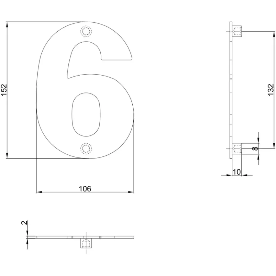 Huiscijfer 6/9 RVS