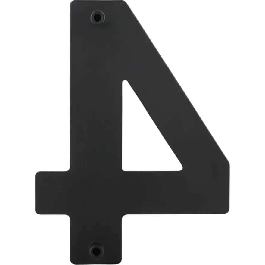 Huiscijfer 4 Zwart RVS 15 x 10 cm