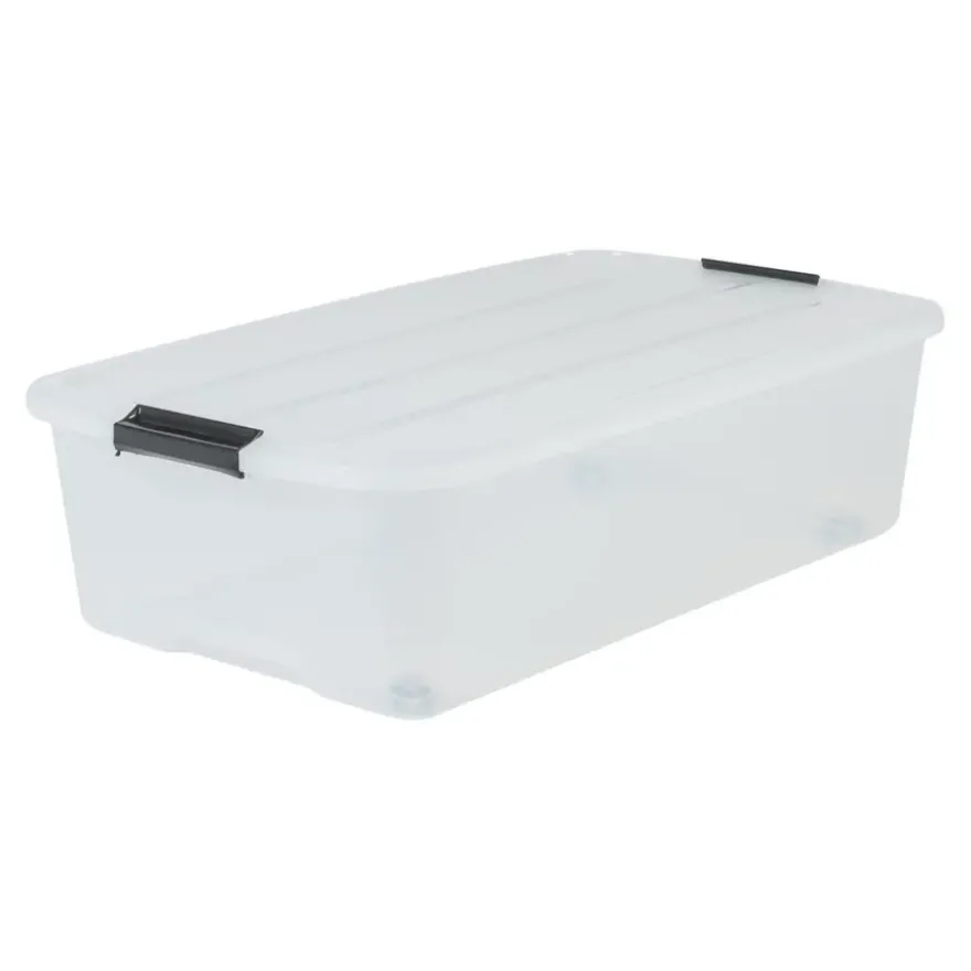 Iris Bedrollerbox click 40 liter transparant met grijze clips inclusief deksel