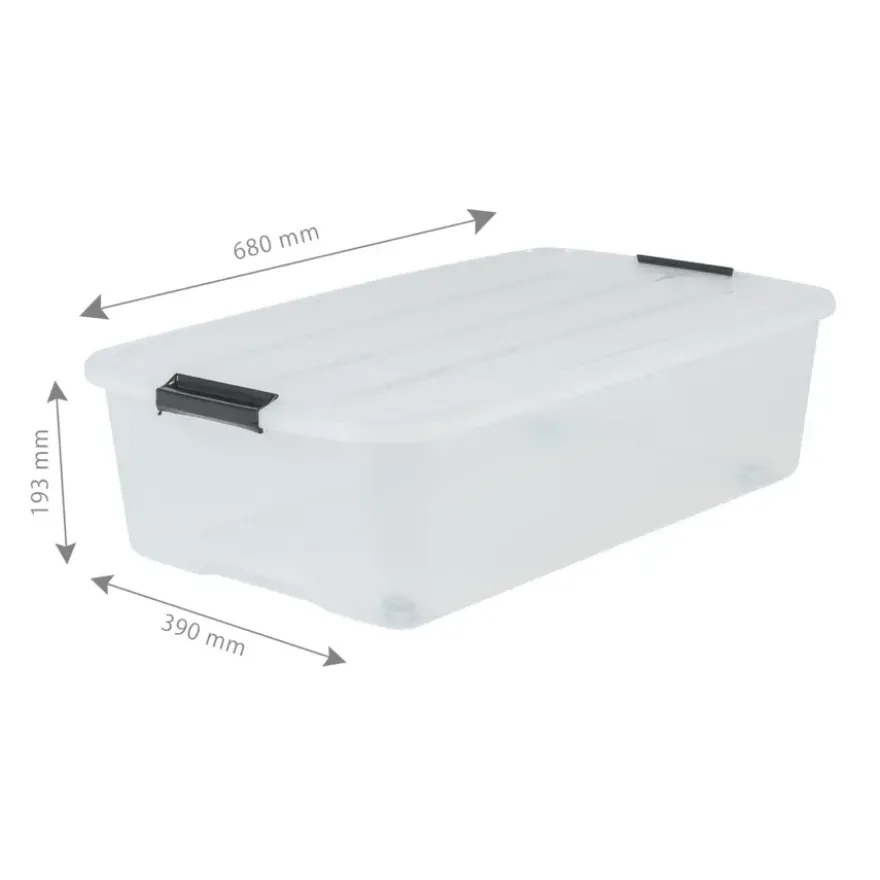 Iris Bedrollerbox click 40 liter transparant met grijze clips inclusief deksel