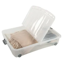Iris Bedrollerbox click 50 liter transparant met grijze clips inclusief deksel