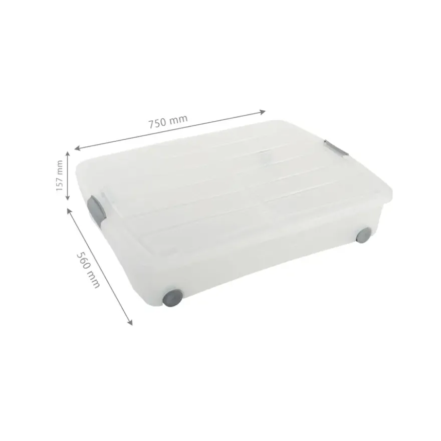 Iris Bedrollerbox click 50 liter transparant met grijze clips inclusief deksel