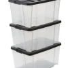 IRIS Handybox Opbergbox - 45L - Kunststof - Transparant/zwart - Set van 3