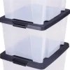 IRIS Handybox Opbergbox - 15L - Kunststof - Transparant/Zwart - Set van 3