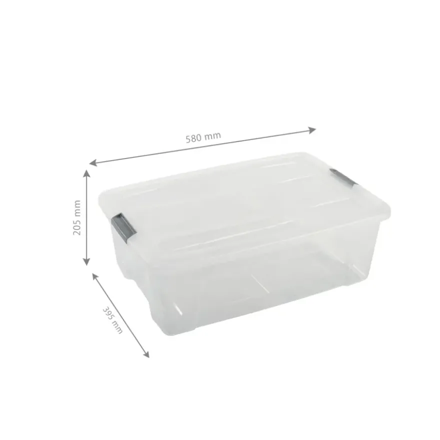 Iris opbergbox Click New Top box 30 liter transparant met grijze clips en deksel