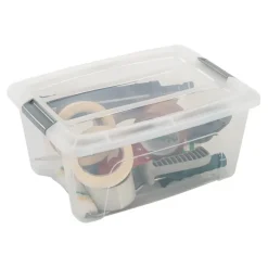 Iris opbergbox Click New Top box 15 liter transparant met grijze clips en deksel