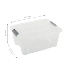 Iris opbergbox Click New Top box 15 liter transparant met grijze clips en deksel