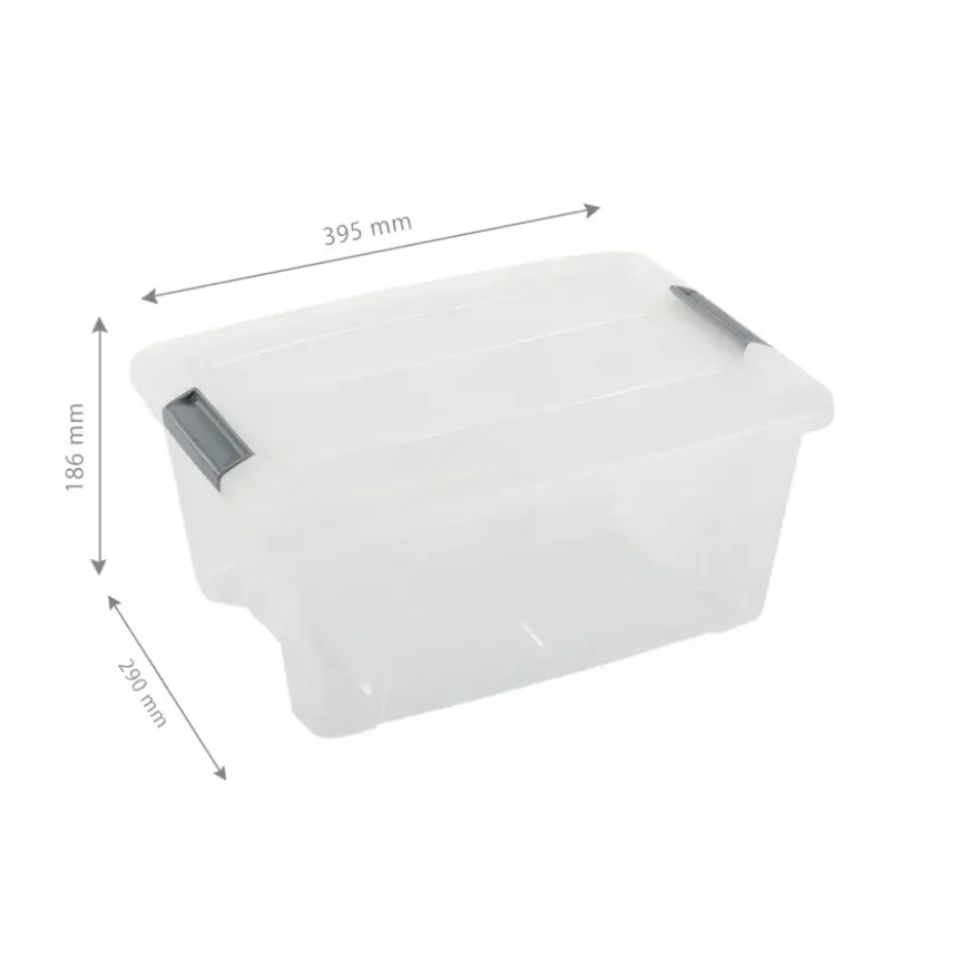 Iris opbergbox Click New Top box 15 liter transparant met grijze clips en deksel