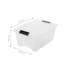 Iris opbergbox Click New Top box 15 liter transparant met grijze clips en deksel
