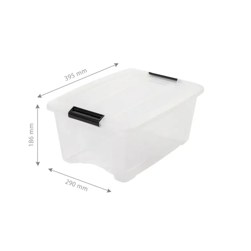 Iris opbergbox Click New Top box 15 liter transparant met grijze clips en deksel