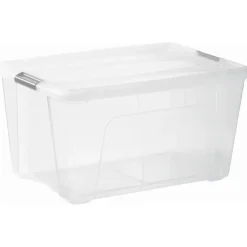 Iris opbergbox Click Topbox 45 liter transparant met grijze clips en deksel