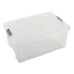 Iris opbergbox Click Topbox 45 liter transparant met grijze clips en deksel