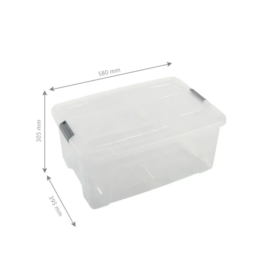 Iris opbergbox Click Topbox 45 liter transparant met grijze clips en deksel