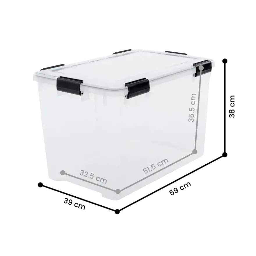 Iris opbergbox luchtdicht kunststof transparant 70 L