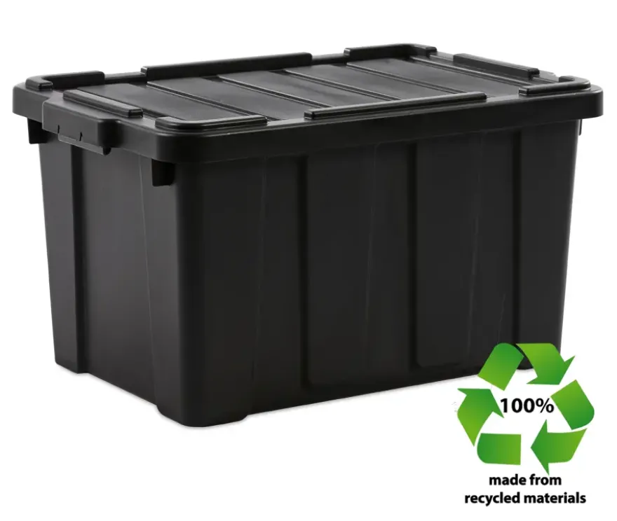Iris Powerbox Robuust Opbergbox - 45L - 100% Recycled Kunststof - Zwart - Set van 3