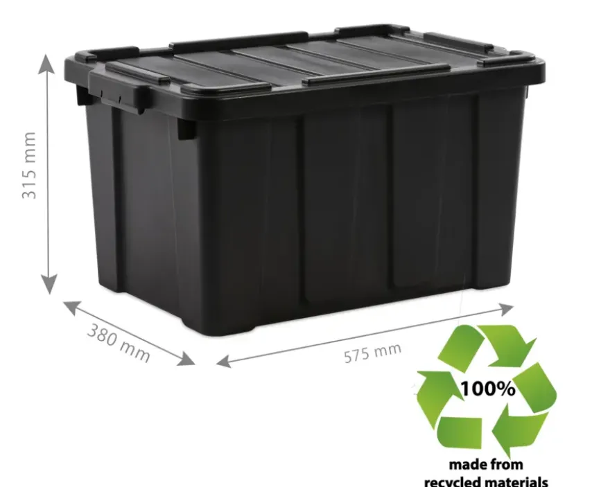 Iris Powerbox Robuust Opbergbox - 45L - 100% Recycled Kunststof - Zwart - Set van 3
