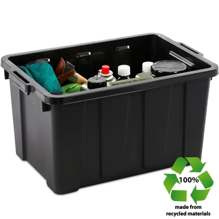 Iris Powerbox Robuust Opbergbox - 45L - 100% Recycled Kunststof - Zwart - Set van 3