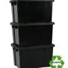 Iris Powerbox Robuust Opbergbox - 68L - 100% Recycled Kunststof - Zwart - Set van 3