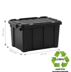 Iris Powerbox Robuust Opbergbox - 21L - Kunststof - Zwart - Set van 3