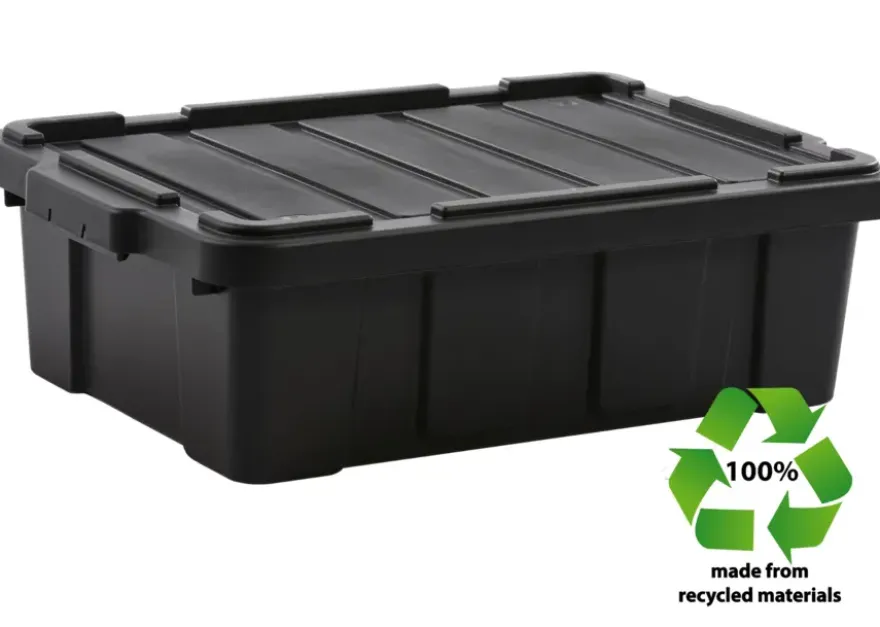 Iris Powerbox Robuust Opbergbox - 25L - 100% Recycled Kunststof - Zwart - Set van 3