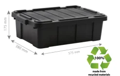 Iris Powerbox Robuust Opbergbox - 25L - 100% Recycled Kunststof - Zwart - Set van 3