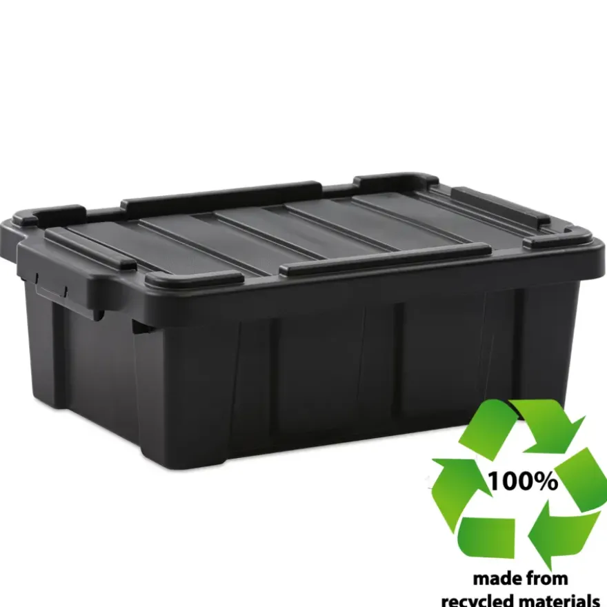 Iris Powerbox Robuust Opbergbox - 12,5L - 100% Recycled Kunststof - Zwart - Set van 3