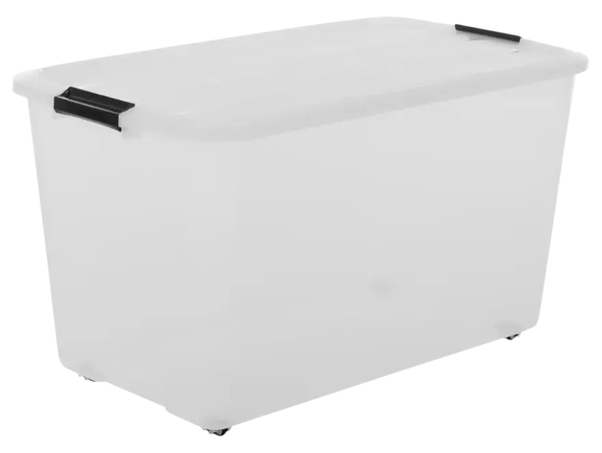 Iris Rollerbox opbergbox transparant kunststof met wieltjes 70 L